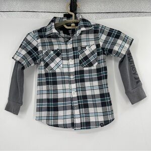Hurley Kids Blue Plaid Shirt with Gray Sleeves